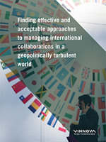 rapportens omslag - flaggor och man i telefon