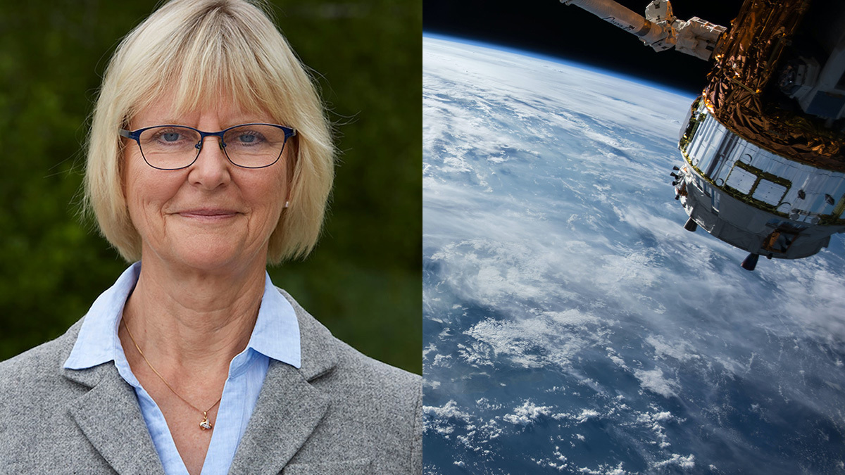 Anna Rathsman on the left satellite in space on the right