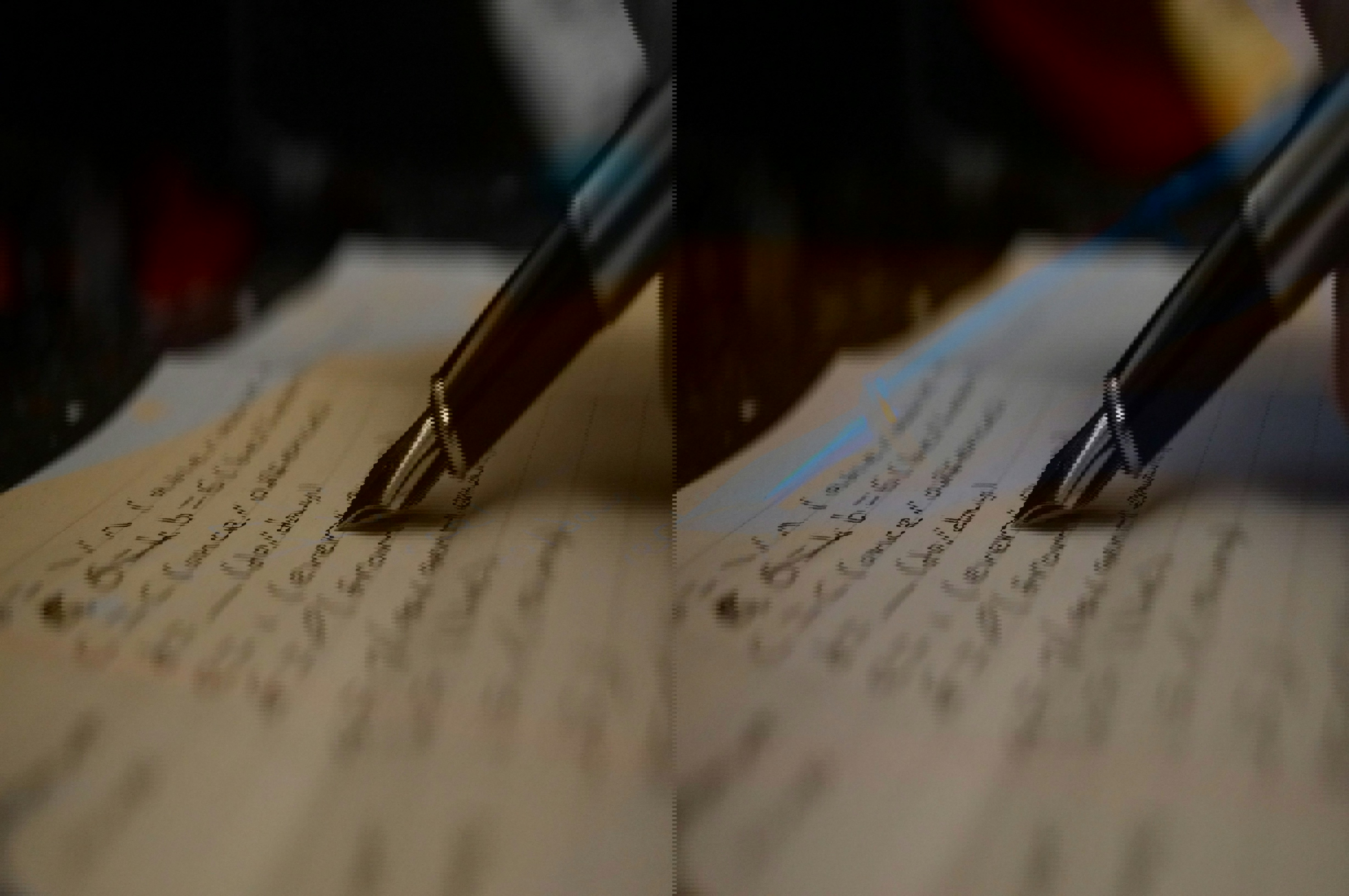 penna och papper med skrift