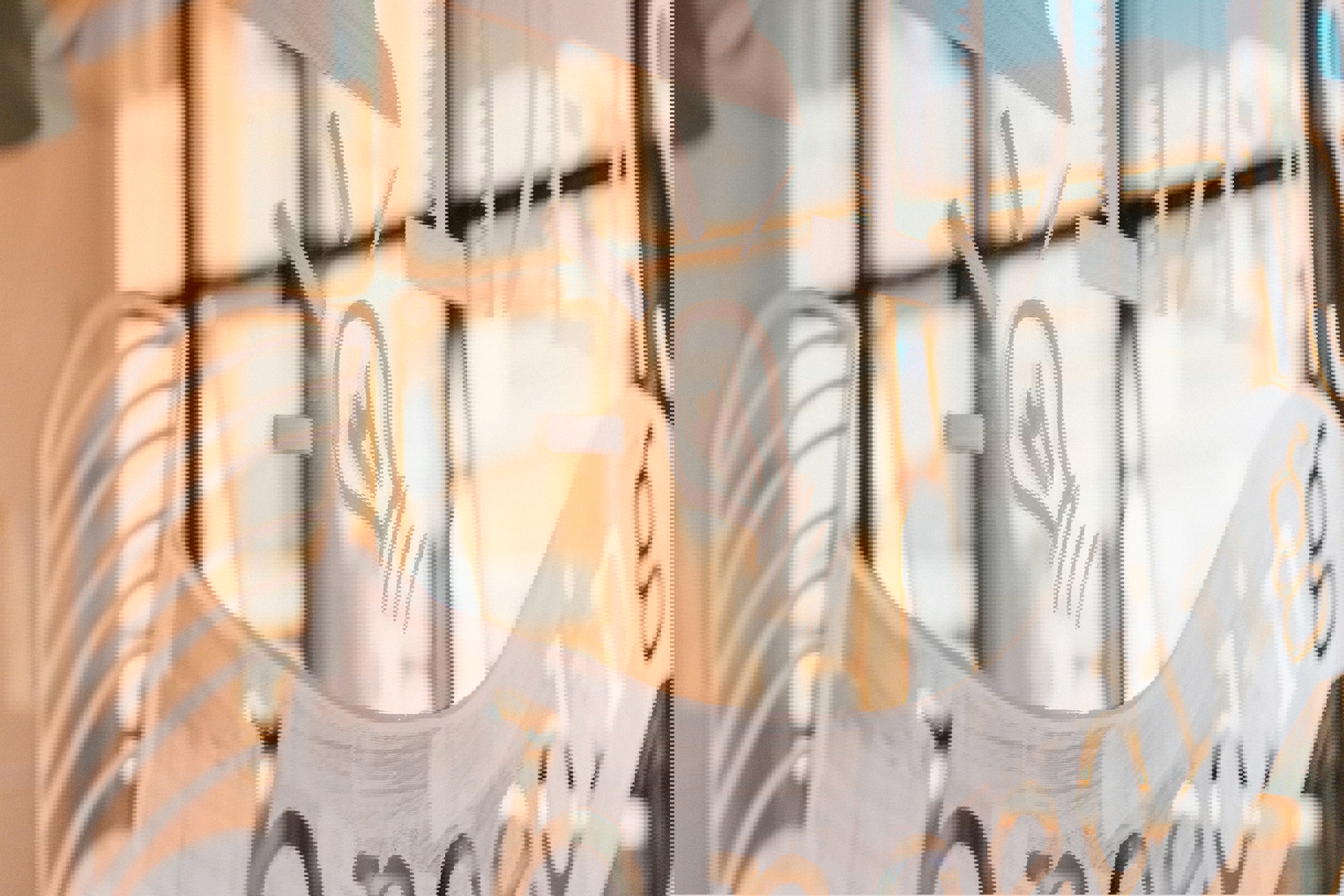 Painted light bulb on glass screen